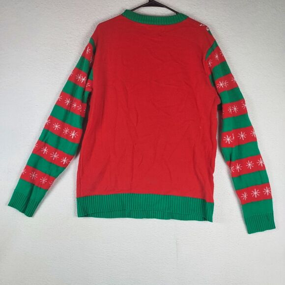 TStars Women’s Santa Claws Ugly Christmas Sweater Size Large Red Green Cat - Picture 2 of 9